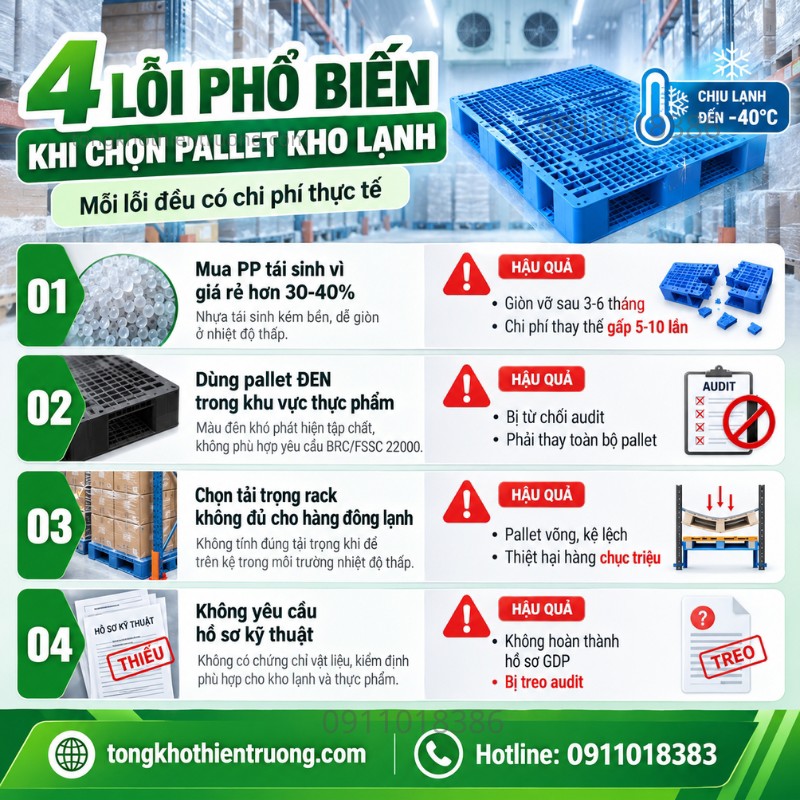 4 lỗi phổ biến khi chọn pallet cho kho lạnh