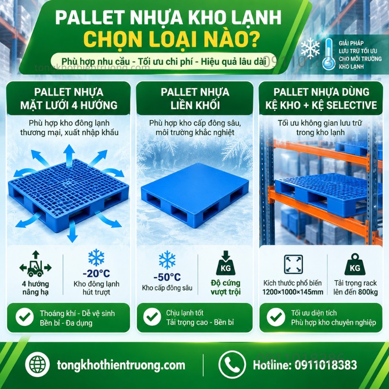 Pallet nhựa kho lạnh các loại