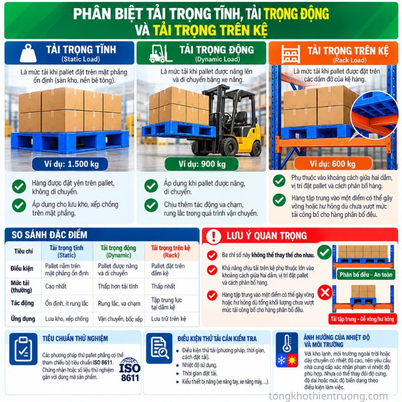 Phân biệt tải trọng tĩnh, tải trọng động, tải trọng trên kệ