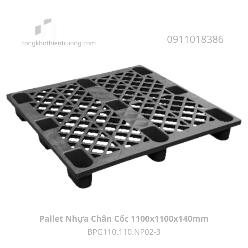 Pallet Nhựa Chân Cốc 1100x1100x140mm BPG110.110.NP02-3