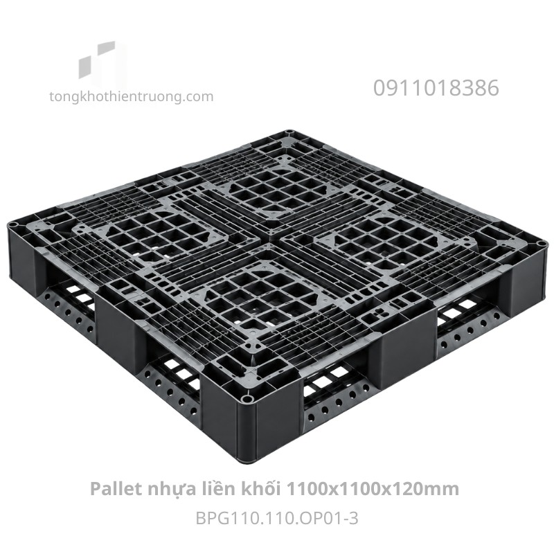 Pallet nhựa liền khối 1100x1100x120mm BPG110.110.OP01-3
