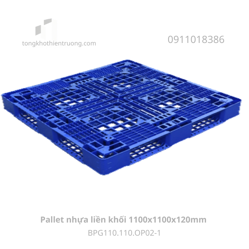 Pallet nhựa liền khối 1100x1100x120mm BPG110.110.OP02-1