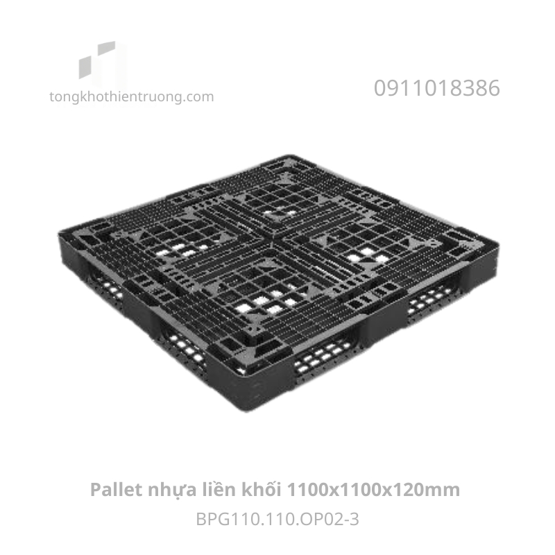 Pallet nhựa liền khối 1100x1100x120mm BPG110.110.OP02-3