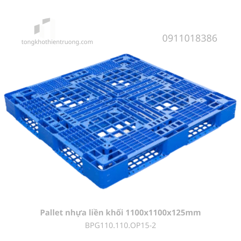 Pallet nhựa liền khối 1100x1100x125mm BPG110.110.OP15-2