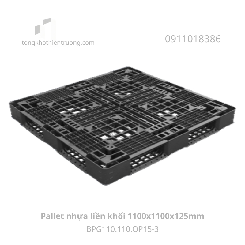 Pallet nhựa liền khối 1100x1100x125mm BPG110.110.OP15-3