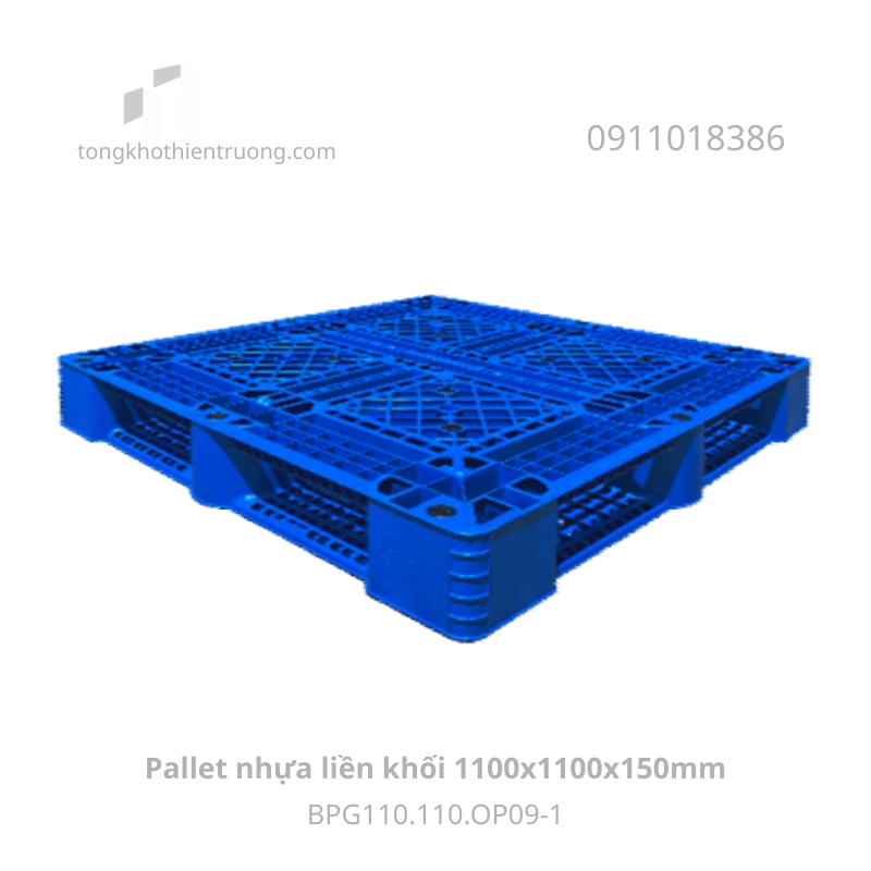 Pallet nhựa liền khối 1100x1100x150mm BPG110.110.OP09-1