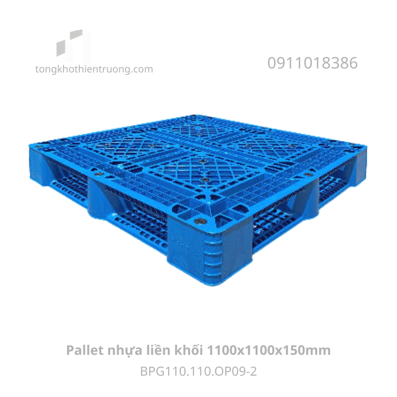 Pallet nhựa liền khối 1100x1100x150mm BPG110.110.OP09-2