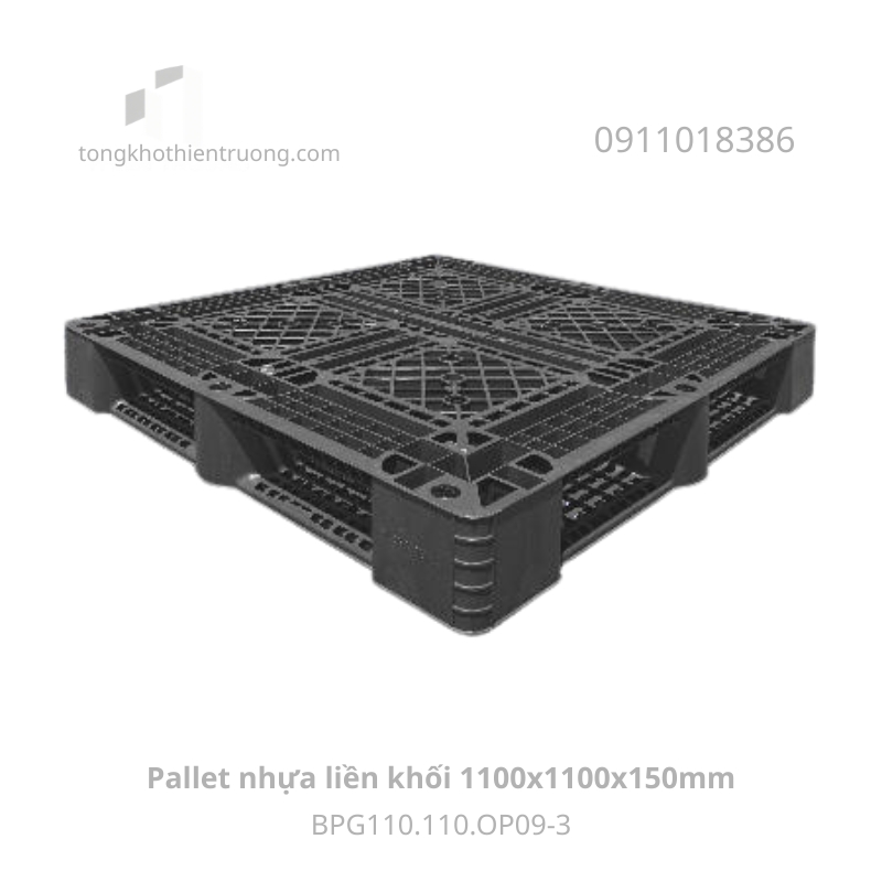 Pallet nhựa liền khối 1100x1100x150mm BPG110.110.OP09-3