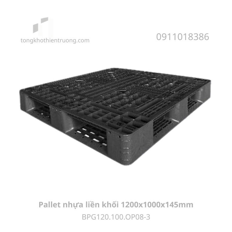 Pallet nhựa liền khối 1200x1000x145mm BPG120.100.OP08-3