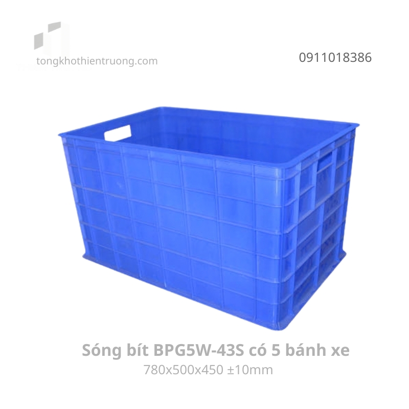Sóng Bít 5 Bánh Xe BPG5W-43S – Thùng Nhựa 780x500x450mm