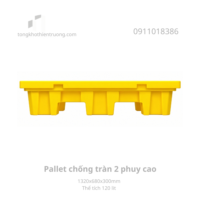 pallet chống tràn 2 phuy cao 1320x680x300mm