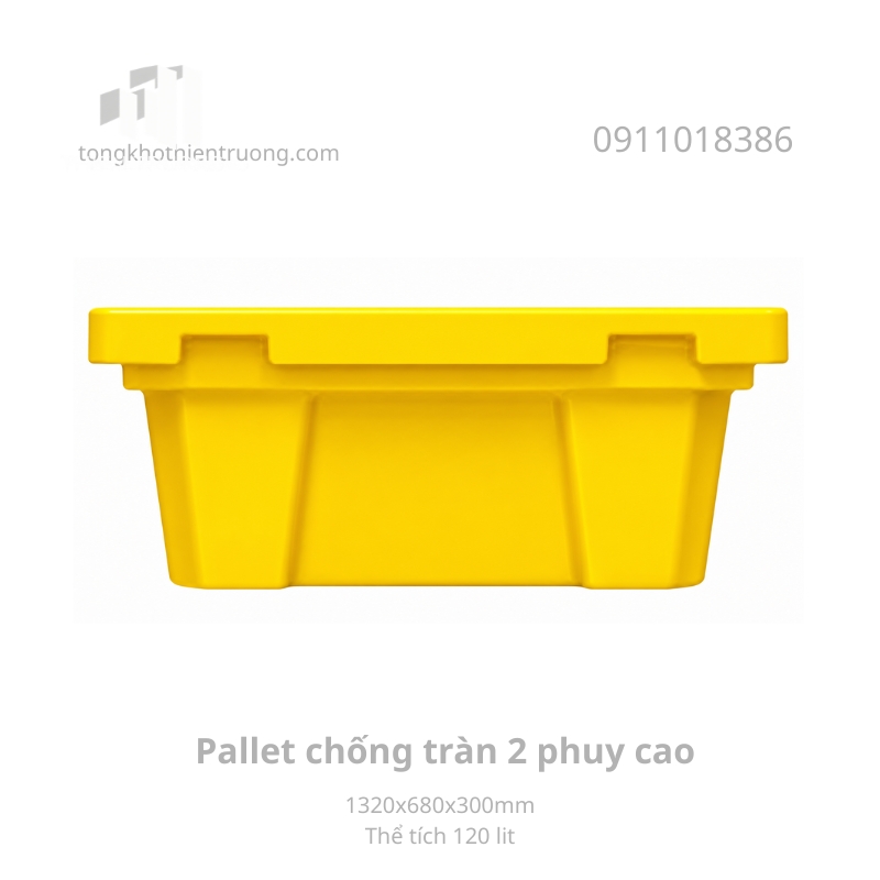 pallet chống tràn 2 phuy cao 1320x680x300mm