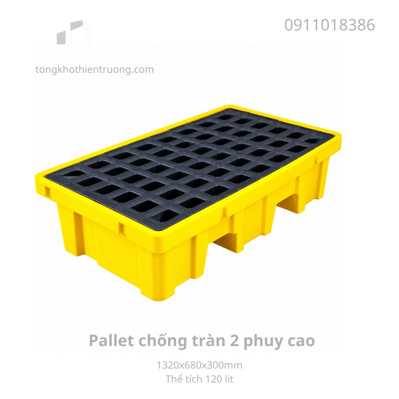 Pallet chống tràn 2 phuy cao