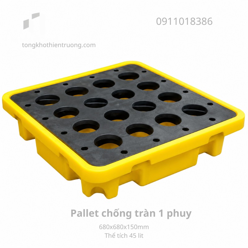 Pallet chống tràn 1 phuy 680x680x150mm
