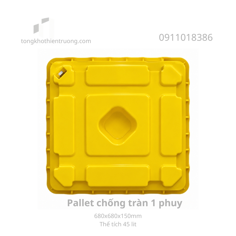 Pallet chống tràn 1 phuy 680x680x150mm
