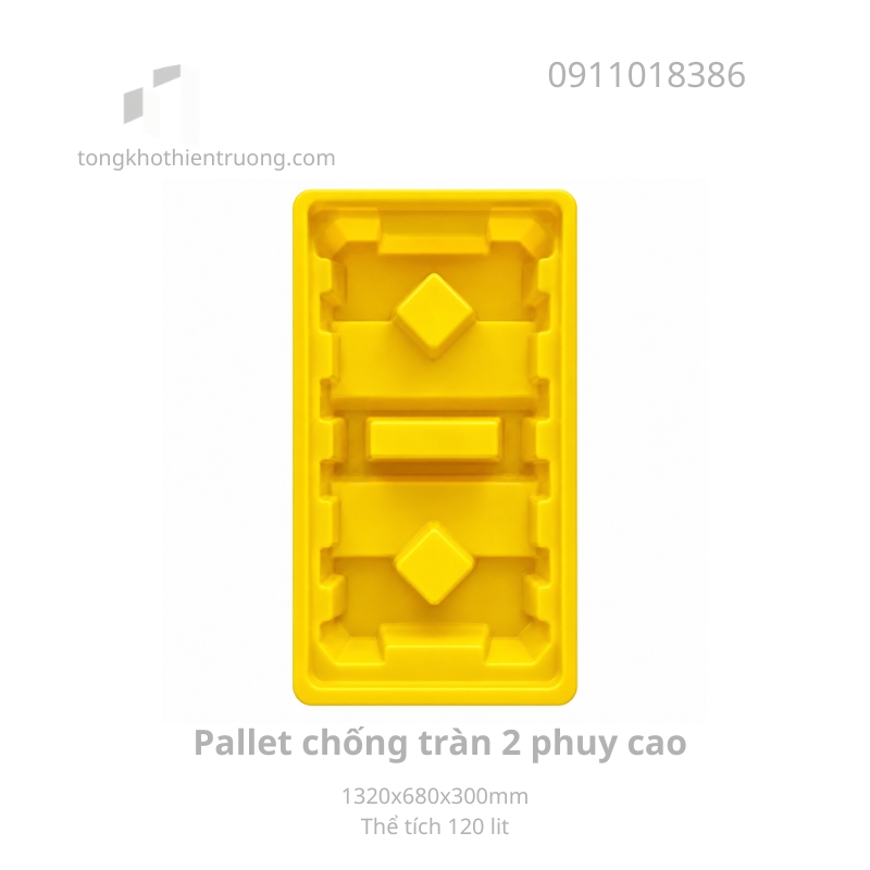 pallet chống tràn 2 phuy cao 1320x680x300mm
