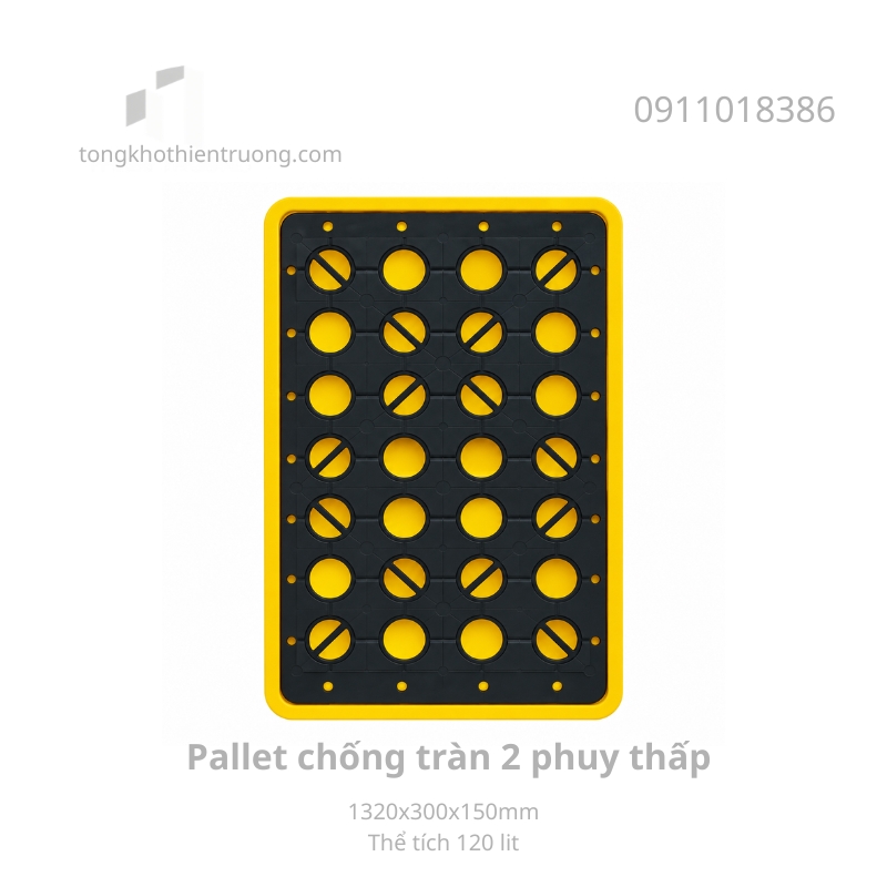 Pallet chống tràn 2 phuy thấp