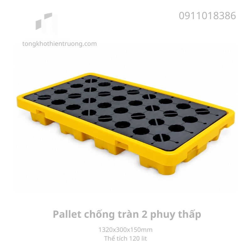 Pallet chống tràn 2 phuy thấp