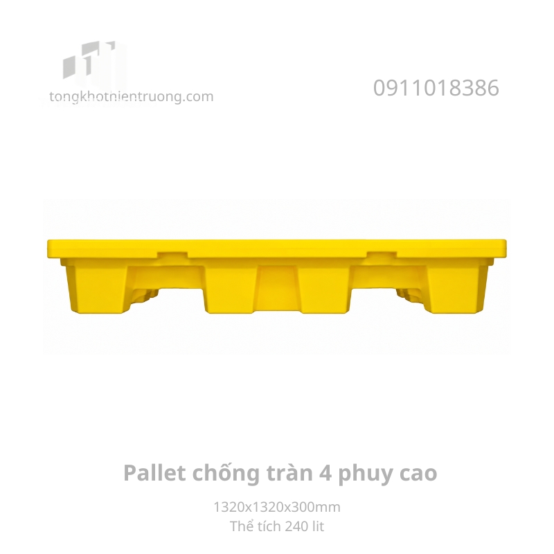 Pallet chống tràn 4 phuy cao 1320x1320x300mm